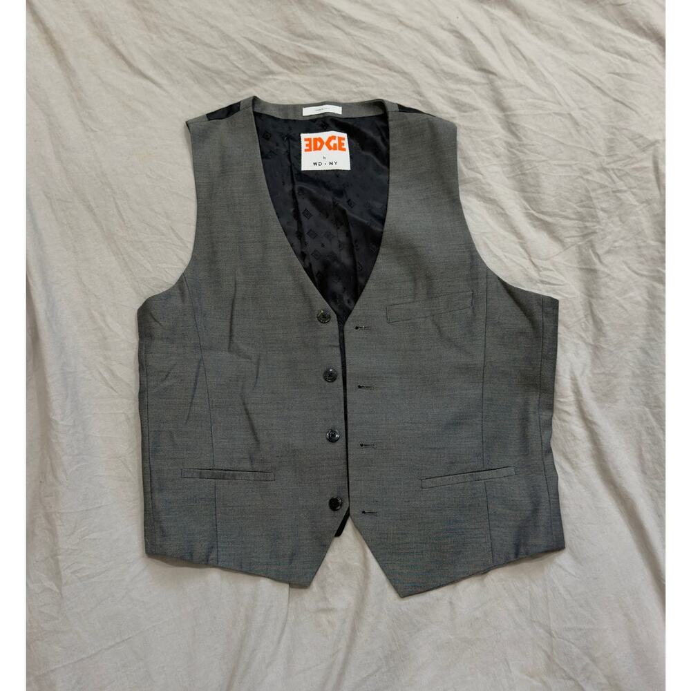 EDGE by WD NY Mens Grey and Black Sleeveless Suit Vest‎